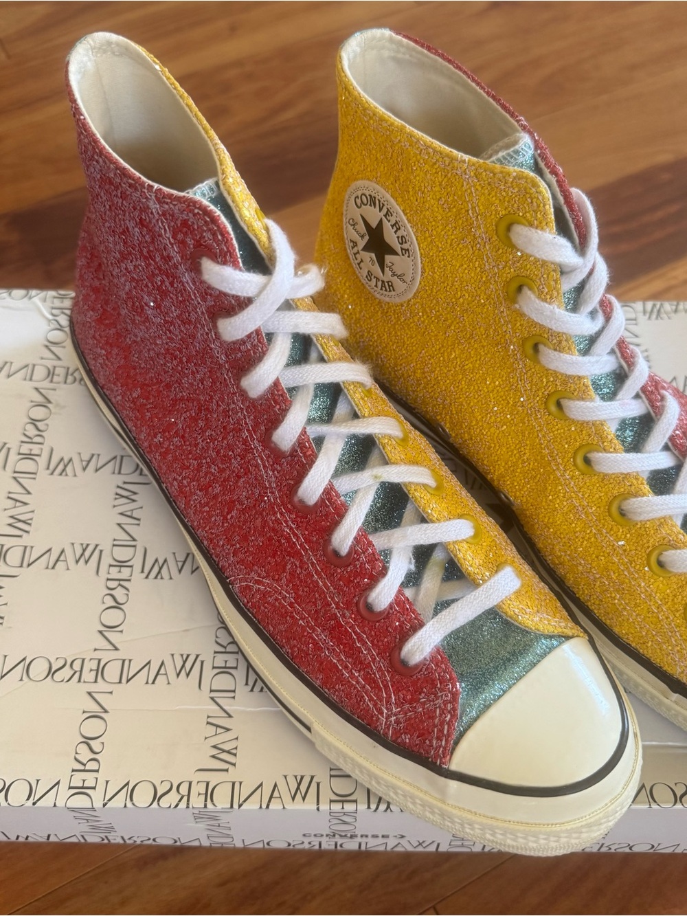 JW Anderson All Star Chuck Taylor HI Glitter Lace-Up Sneakers - Picture 4 of 12